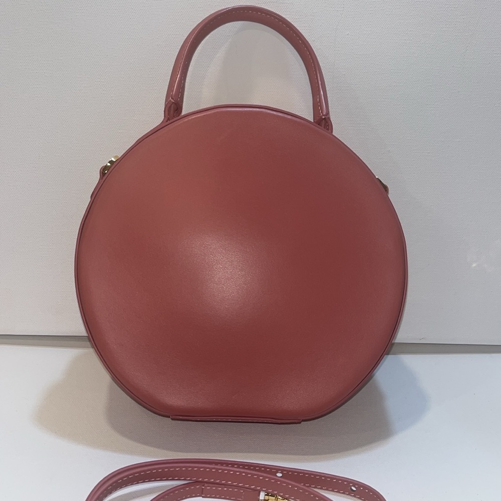 Mansur Gavriel Dark Pink Leather Round Crossbody Bag